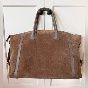 La Vie Firenze Made in Italy Brown Suede Large Maxi Tote Leather Handbag